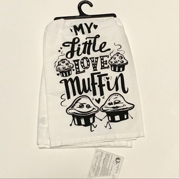 Flour Sack Kitchen Linen 100% Cotton Valentines Day Gift Little Love Muffin - Picture 1 of 2